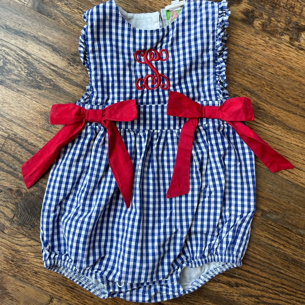 Cecil and Lou “S” monogram baby girl bubble